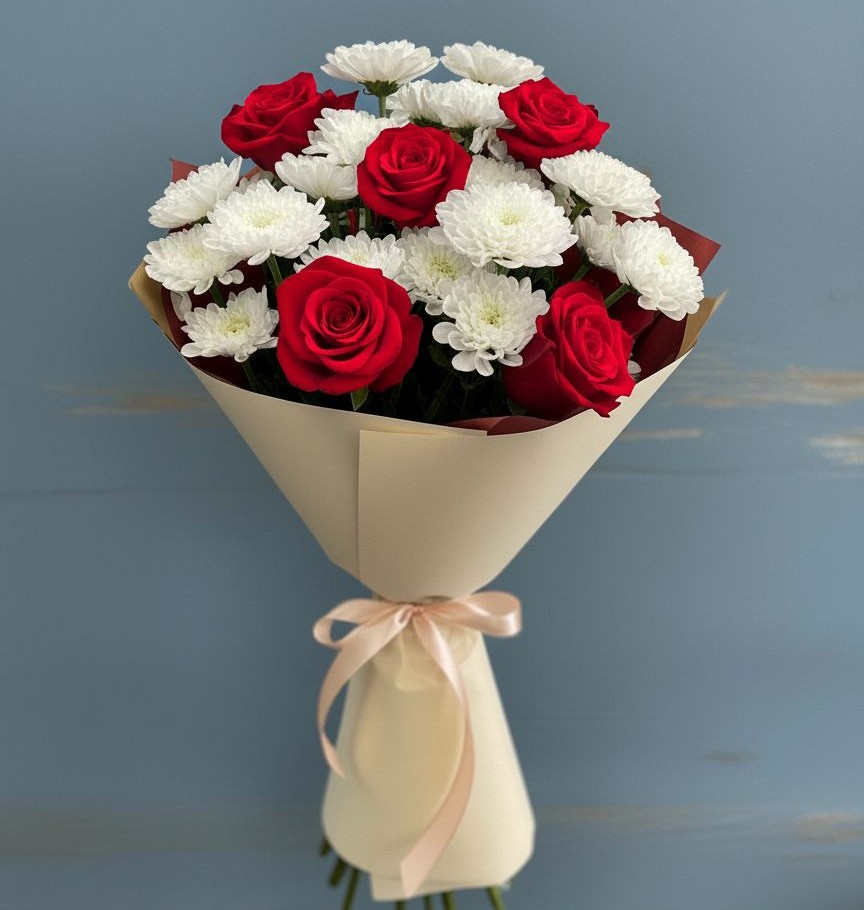 Букет цветов из: Розы и Хризантемы в Алкино