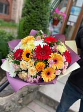 Букет цветов из:  Герберы, Ромашки, Хризантемы, Розы и Подсолнухи #REPLACE_PRED# Алкино