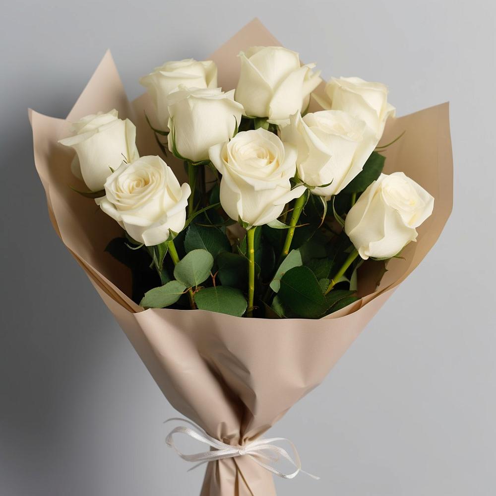 Букет 9 Белых роз Эдлесс Лав в Алкино