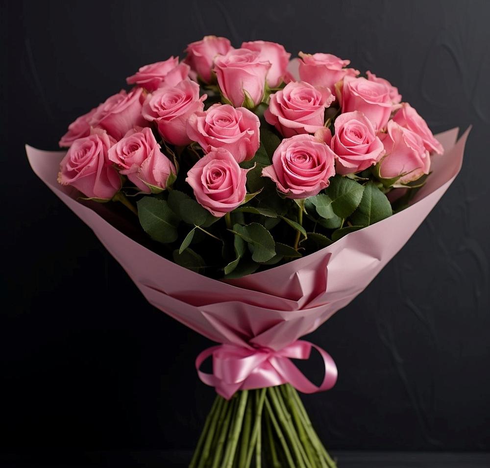 Букет 25 розовых роз в Алкино