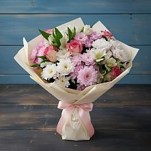 Букет цветов из:  Хризантемы, Альстромерии и Розы в Алкино