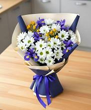 Букет цветов из:  Розы, Ирисы и Хризантемы #REPLACE_PRED# Алкино