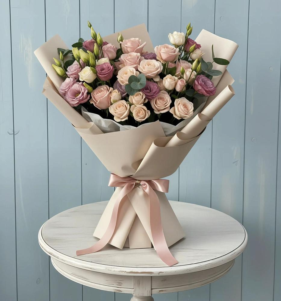 Букет цветов из: Розы и Лизиантусы в Алкино