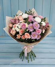 Букет цветов из:  Хризантемы, Розы и Альстромерии в Алкино