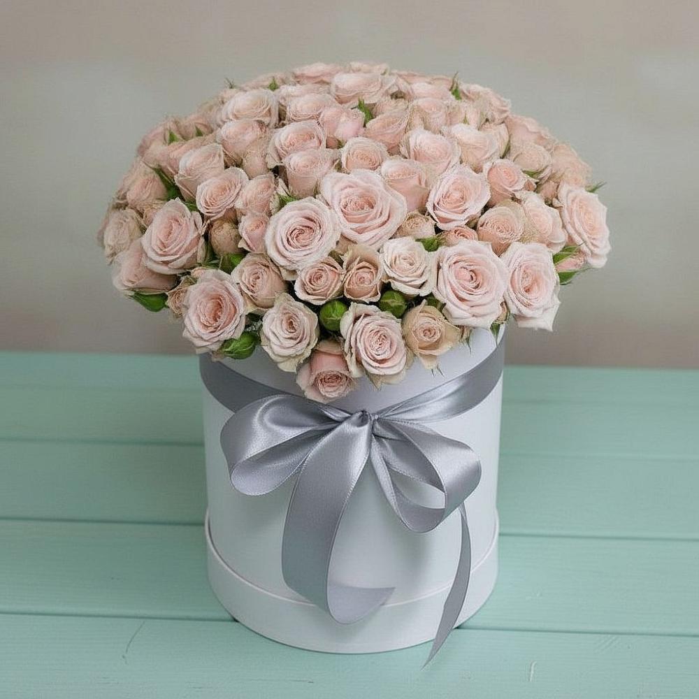 Цветочная композиция из Розы в шляпной коробке в Алкино